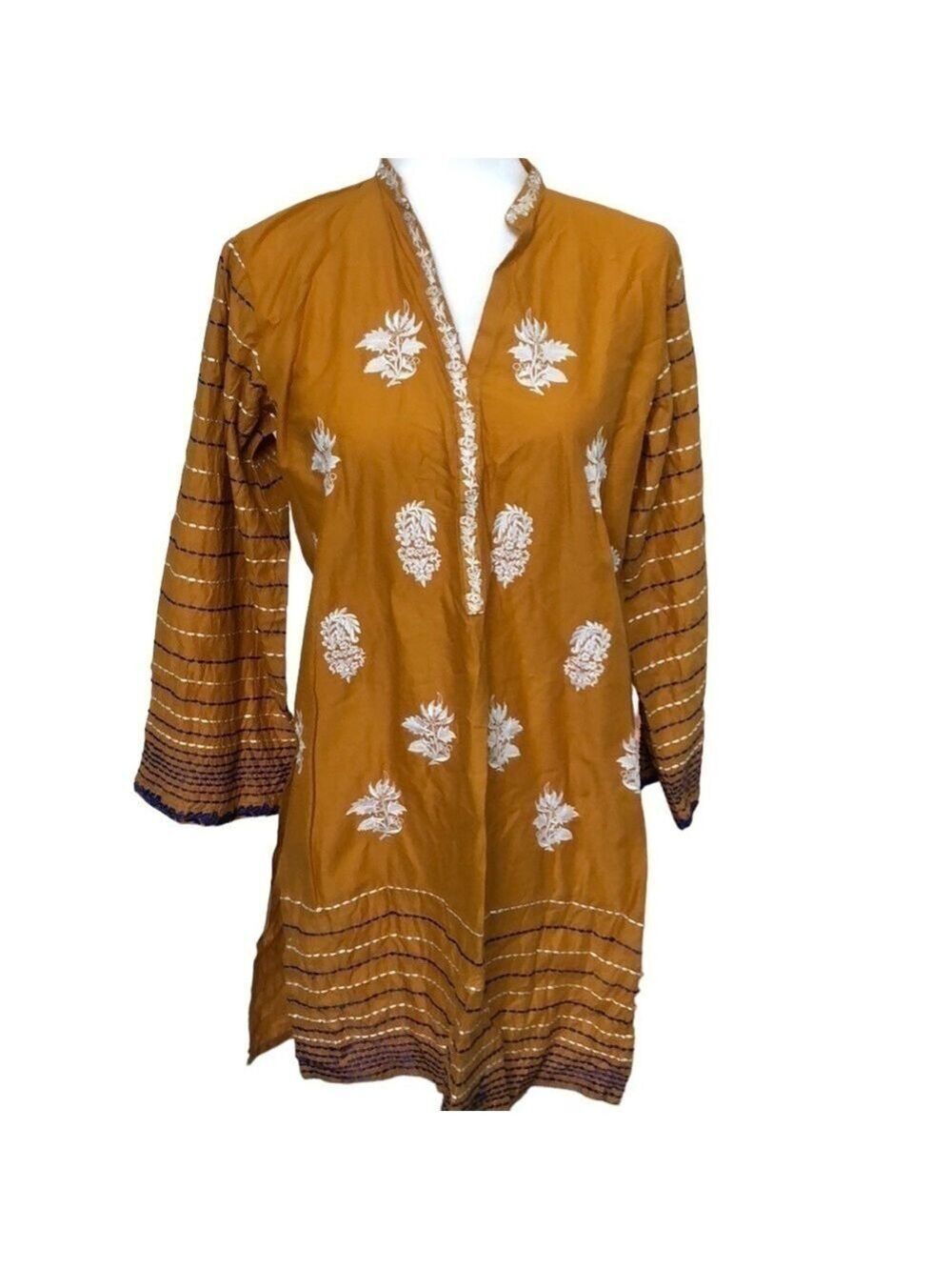 Junaid Jamshed Womens J. PRET Mustard Yellow Top Kurta Tunic Size M 12
